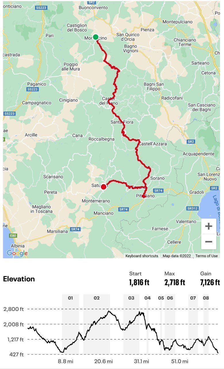 Day 5 overview:  61 miles / 7126 elevation
