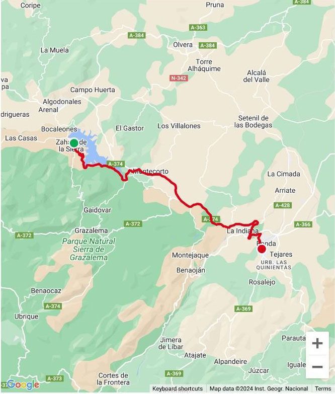 A map with a red line going through it