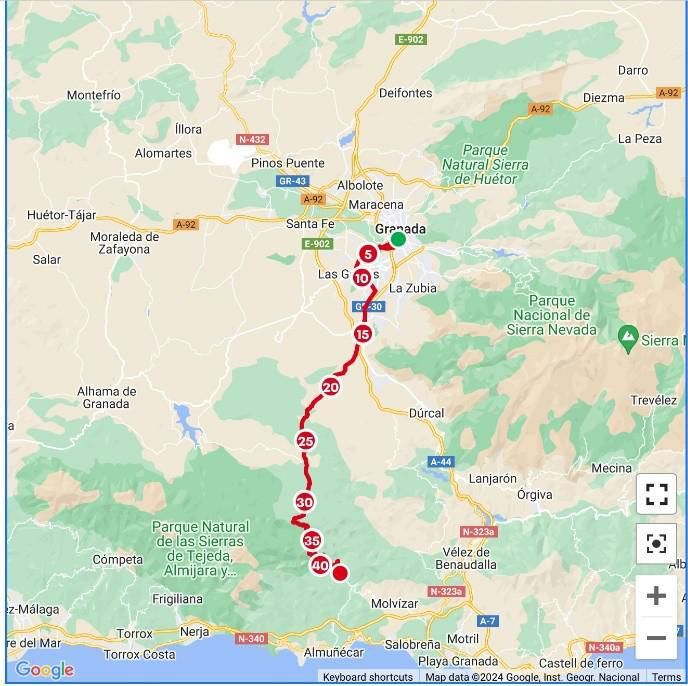 A map with a red line going through it