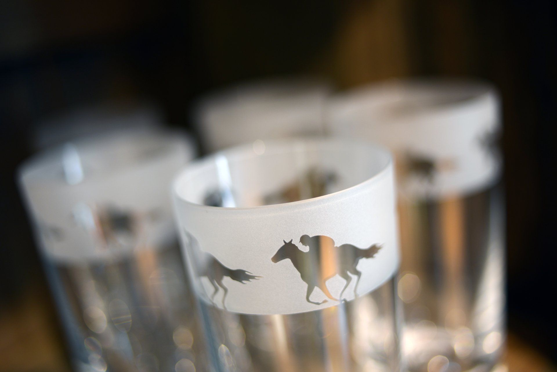 Close up of glasses with horses