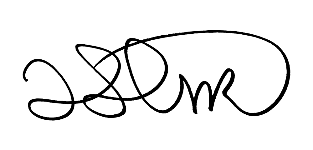 Black handwritten signature scribble on a white background