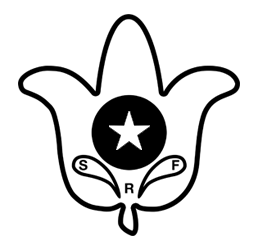 Black-and-white stylized flower emblem with a star in a circle and the letters S, F, and R at the base
