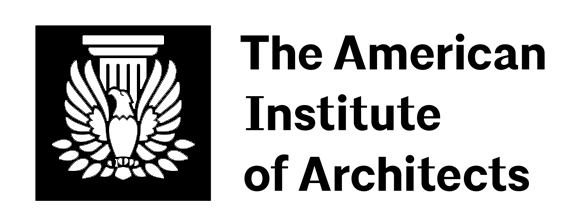The American Institute of Architects logo with black-and-white emblem and text