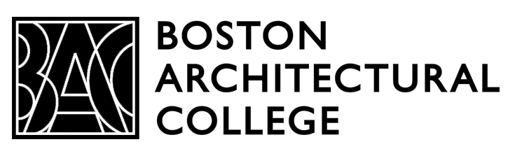 Boston Architectural College logo with black-and-white stylized BAC emblem and text