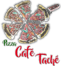 a logo for a pizza restaurant called pizzeria cafe tache