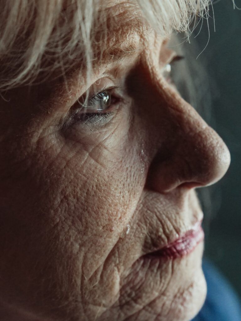 up close detailed portrait of elderly woman
