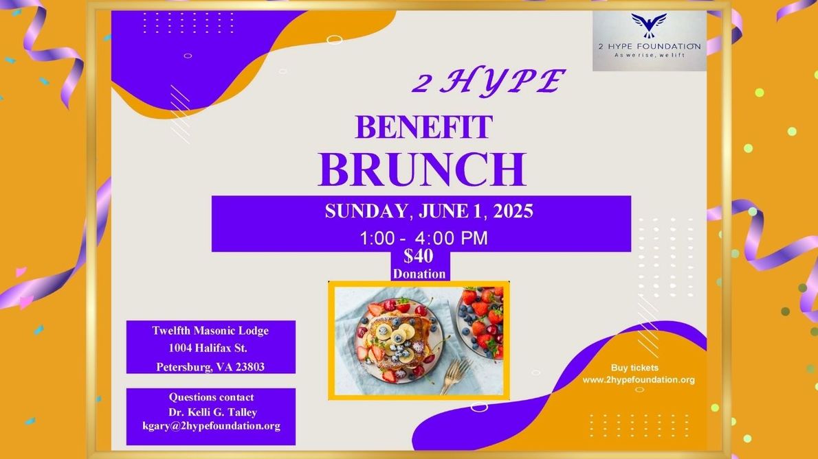 A poster for a benefit brunch on june 1st.