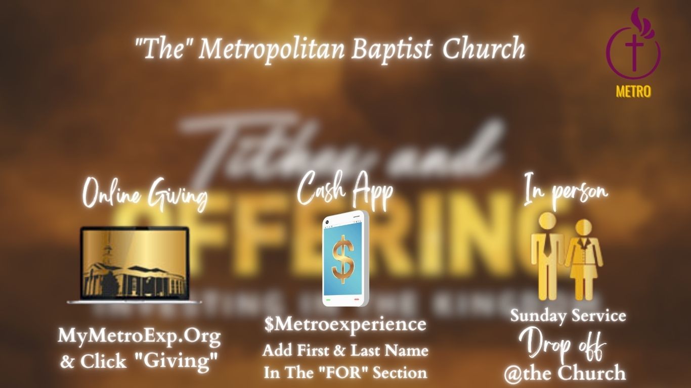 An advertisement for the metropolitan baptist church