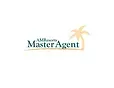 A master agent logo with a palm tree on a white background.