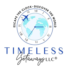 A logo for a company called timeless getaway llc®