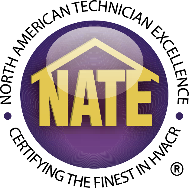 NATE certification logo: purple circle with text, yellow NATE letters under a house outline.