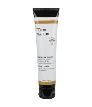 Un tubo de crema de manos natural sobre un fondo blanco.
