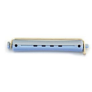 Un par de rulos de plástico azul sobre un fondo blanco.