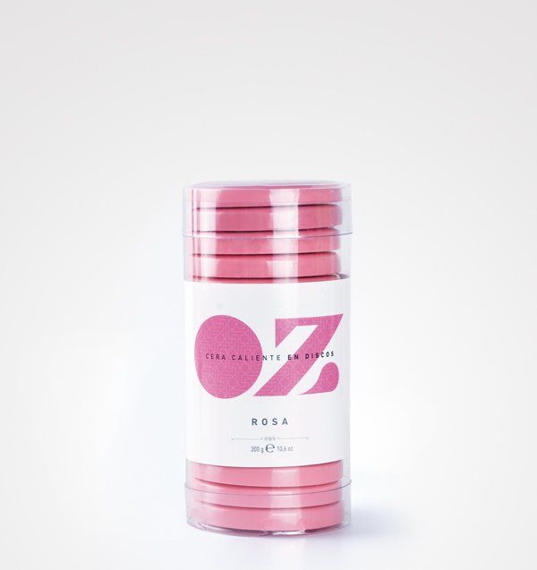 Un recipiente rosa con una etiqueta blanca que dice oz.