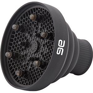 Un secador de pelo negro con las letras ae.