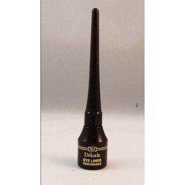 Una botella de delineador de ojos de lujo sobre una superficie blanca.