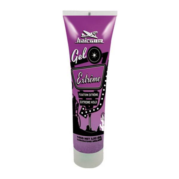 Un tubo morado de gel Hairgum Extreme