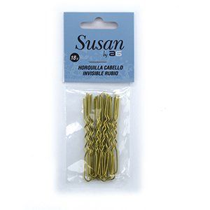 Una bolsa de horquillas doradas sobre un fondo blanco.