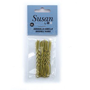 Un paquete de horquillas de oro sobre un fondo blanco.