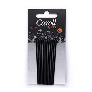 Un paquete de pinzas para el pelo de color negro sobre un fondo blanco.