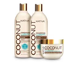 Set de champú, acondicionador y mascarilla de coco Kativa