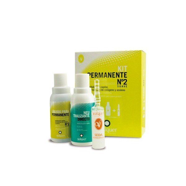 Una caja amarilla con tres botellas de productos cosméticos dentro.