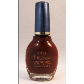 Una botella de esmalte de uñas Dekade con tapón azul.