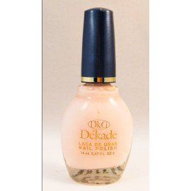 Una botella de esmalte de uñas Dekade con tapón azul.