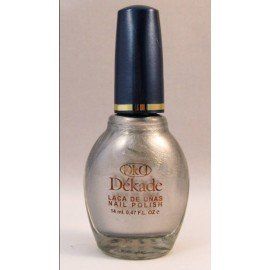 Una botella de esmalte de uñas Dekade con tapón azul.