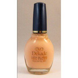 Una botella de esmalte de uñas Dekade con tapón azul.