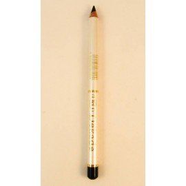 Un lápiz blanco con punta negra sobre una superficie blanca.