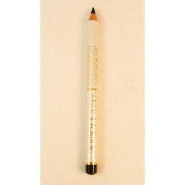 Un lápiz negro está sobre una superficie blanca.