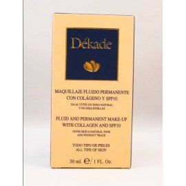 Una caja de maquillaje fluido y permanente Dekade con colágeno y FPS 10.