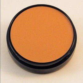 Un pequeño círculo naranja con un borde negro sobre una superficie blanca