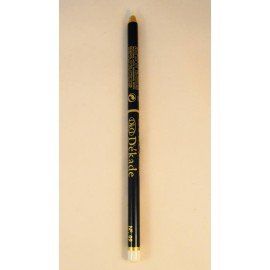 Un lápiz dekade negro y dorado sobre una superficie blanca