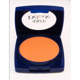 Un polvo naranja en un recipiente azul que dice dkcd