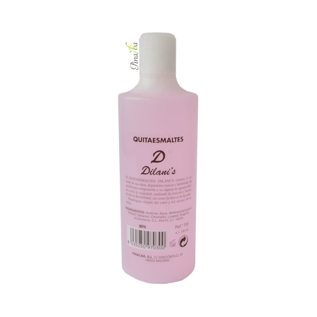 Una botella rosa de quitaesmalte con tapa blanca