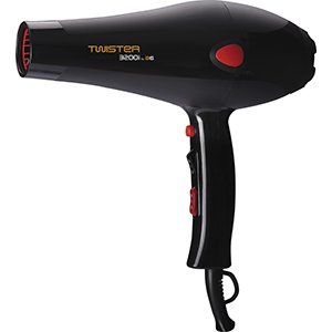 Un secador de pelo negro con la palabra Twister.