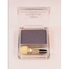 Una sombra de ojos gris en una caja transparente con un pincel.