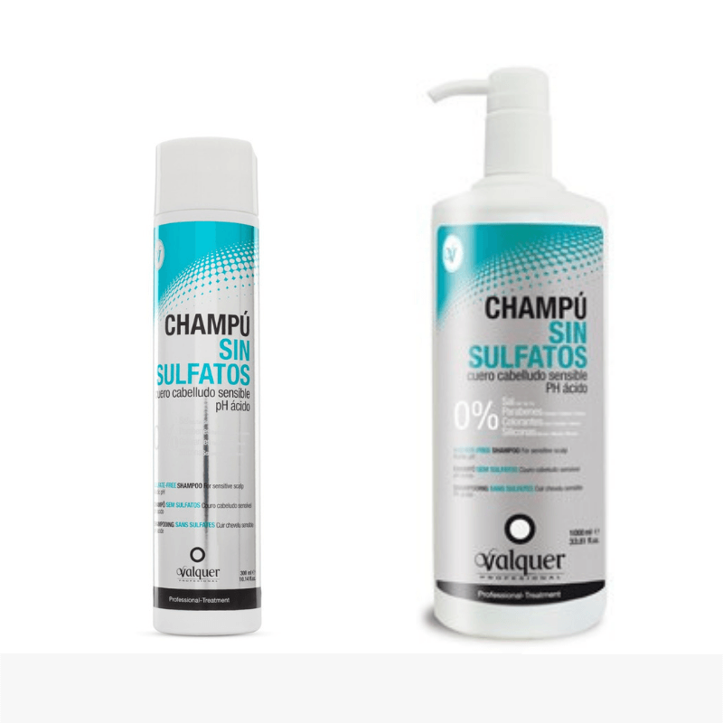 Dos botellas de champú están una al lado de la otra sobre una superficie blanca.