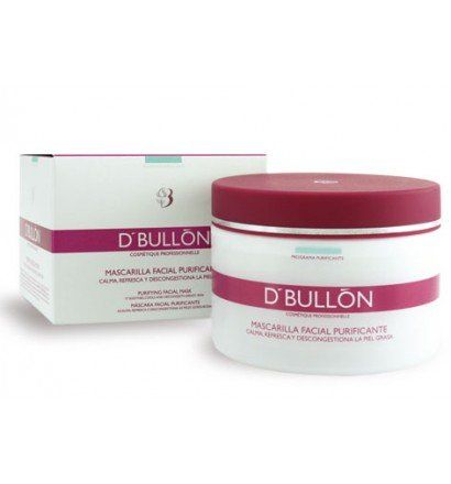 Un frasco de mascarilla facial D. Bullon junto a una caja.