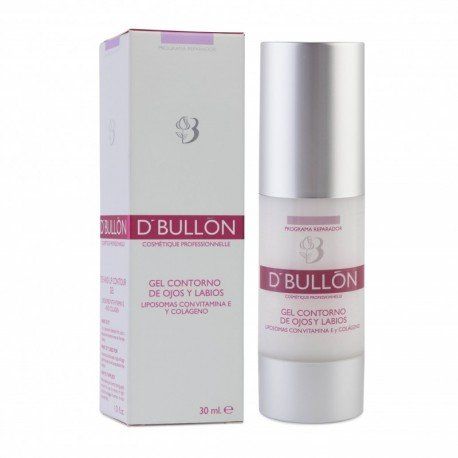 A bottle and box of d bullon gel contouring de ojos y labios
