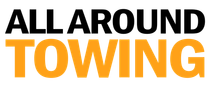 The logo for all around towing is yellow and black.