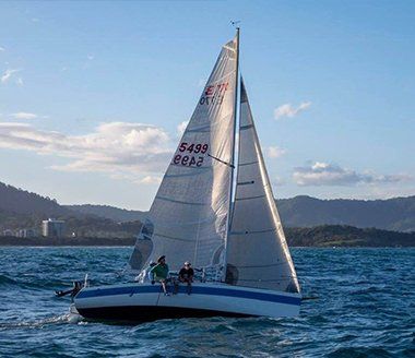 Yacht White Sail — Off Shore Sails & Rigging In North Boambee Valley, NSW