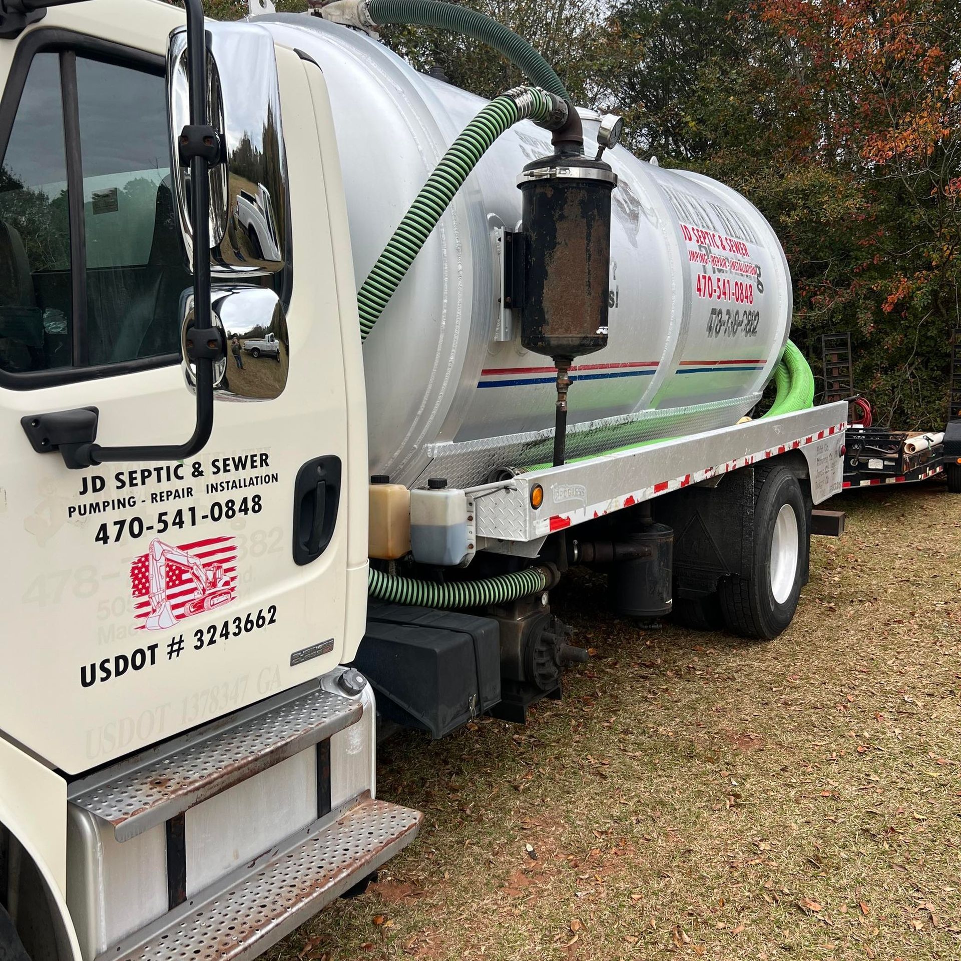 Septic tank truck with logo 