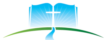 Cypress Creek Baptist Church logo: Open book with cross, blue, green arch, text.
