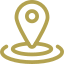 A gold outline icon of a map pin on a white background.