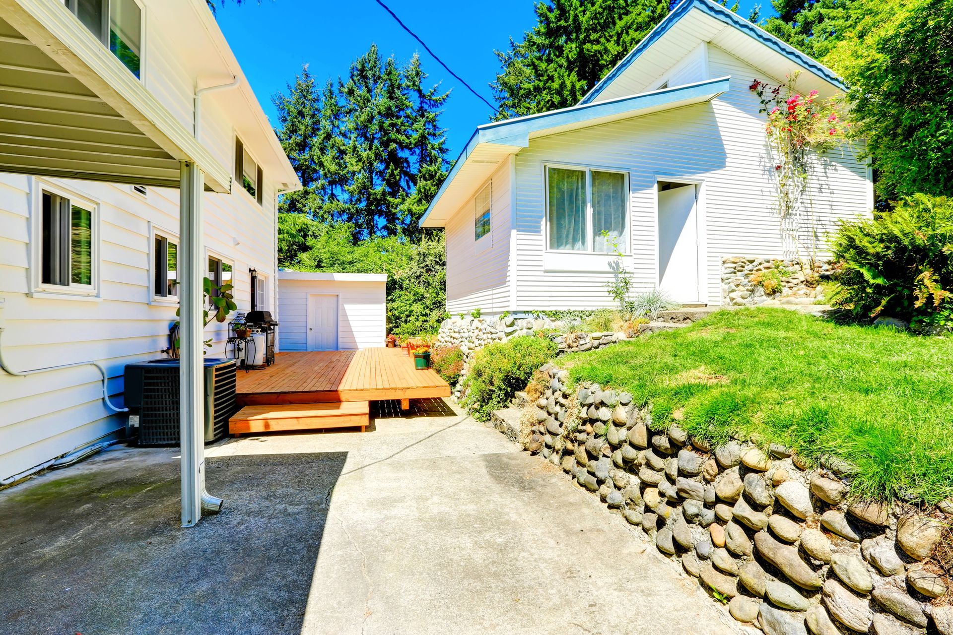 Guest house in backyard oasis.