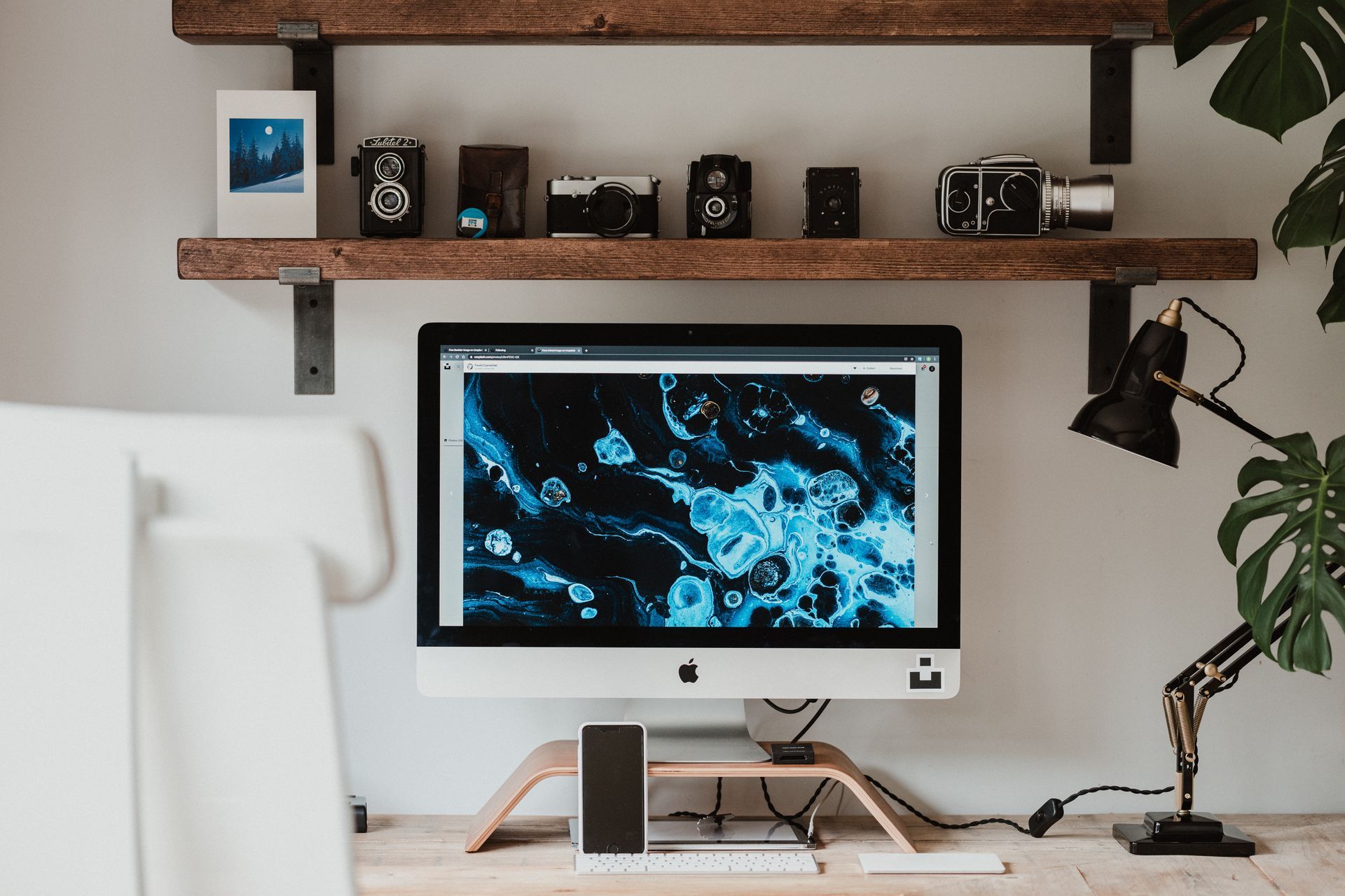 Home office desk setup with sleek cable management for an organized workspace