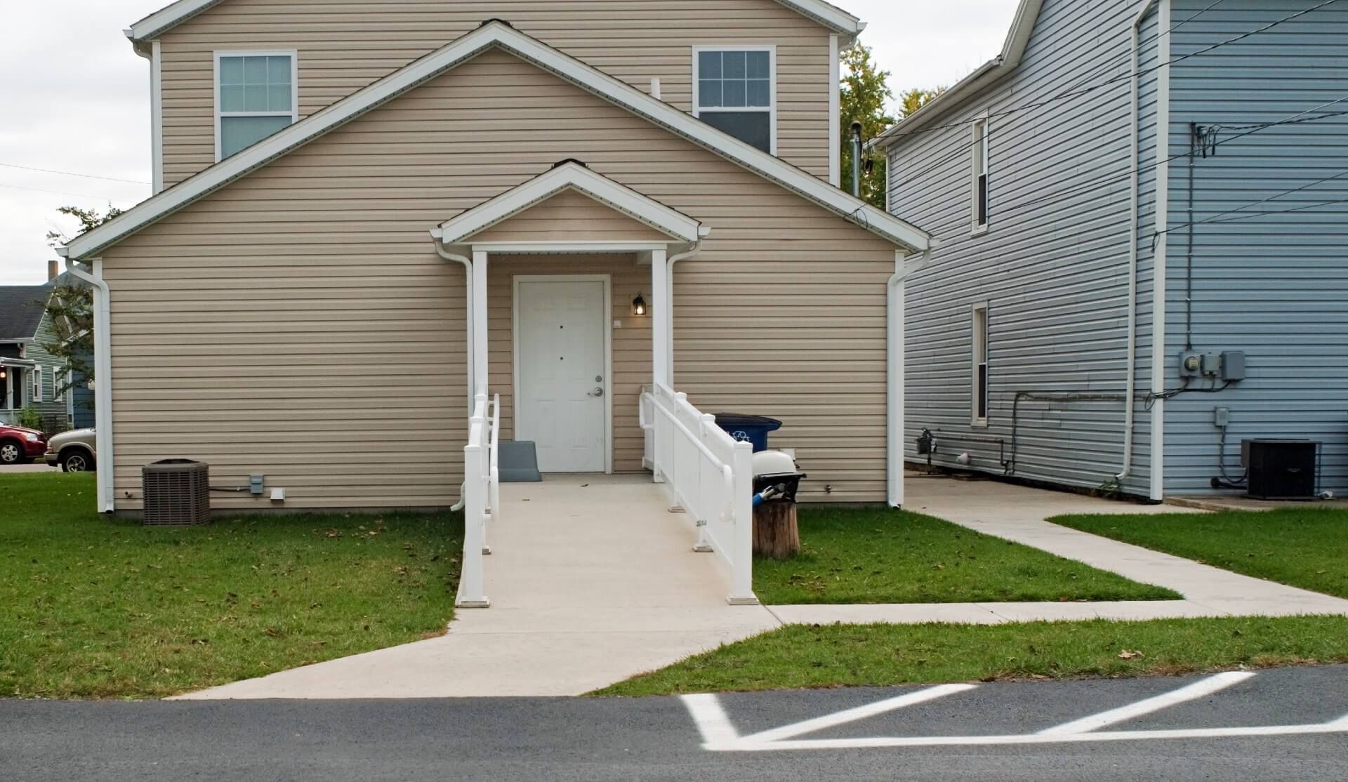 A home remodeled to have a ramp installed to a door for ease of access